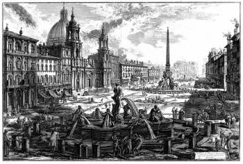 Veduta di Piazza Navona sopra le rovine del Circo agonale