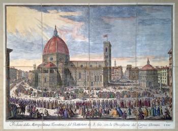 Veduta della Metropolitana Fiorentina, e del Battistero di San Gio. con la processione del Corpus Domini